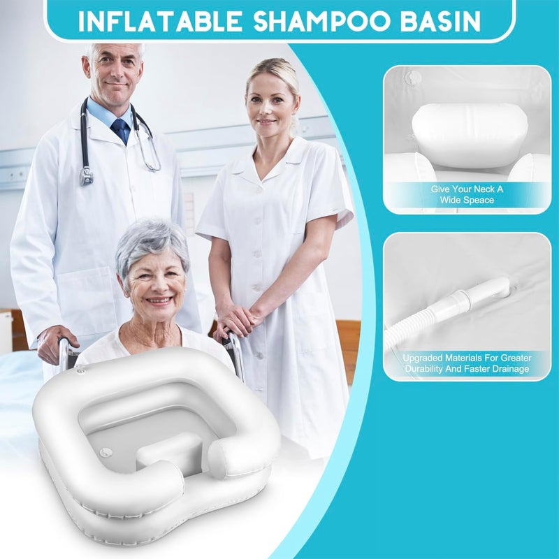 Samlomi Inflatable Shampoo Basin White - Portable Hair Washing Bowl/Tub for Bedridden, Disabled,Injured, Elderly, Hair Washtub for Dreadlocks and at Home Sink Washing - Image 4
